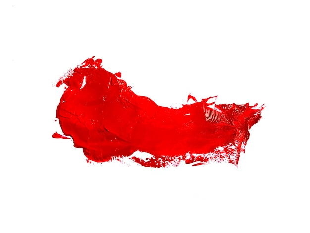 Red brush stroke isolated over white background