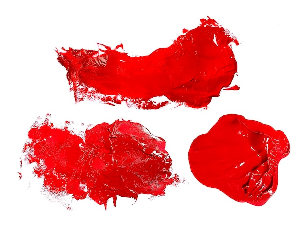 Red brush stroke isolated over white background