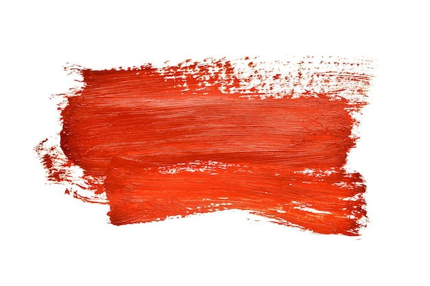 Photo red brush stroke on the white background