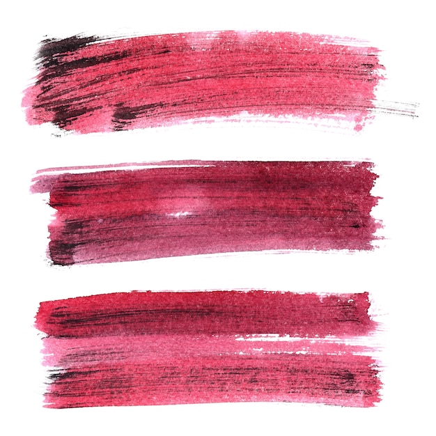 Red brush strokes isolated on the white background. Raster illustration