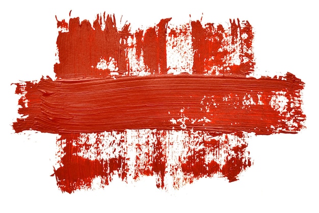 Red brush strokes isolated on the white background