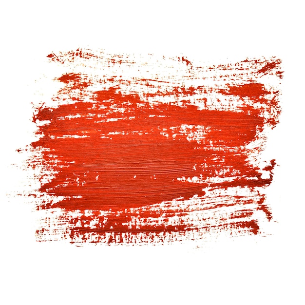 白い背景の上の赤いブラシストローク