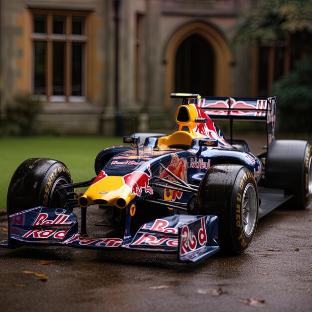 a red bull race car with the word red on it