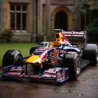 Photo a red bull race car with the word red on it