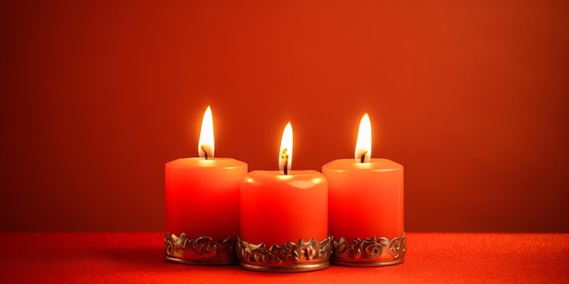 red burning candles for valentine day