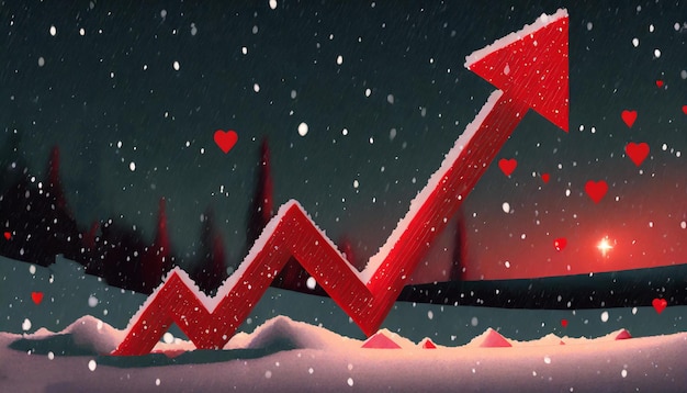 Red business graph in the snow