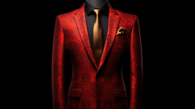 Red business suit with a tie male jacket with shirt and tie close up