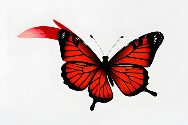 Red butterfly on a white background