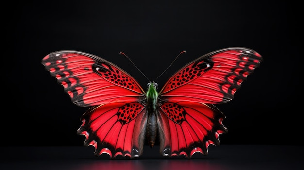 Photo a red butterfly with black spots on its wings is shown ai