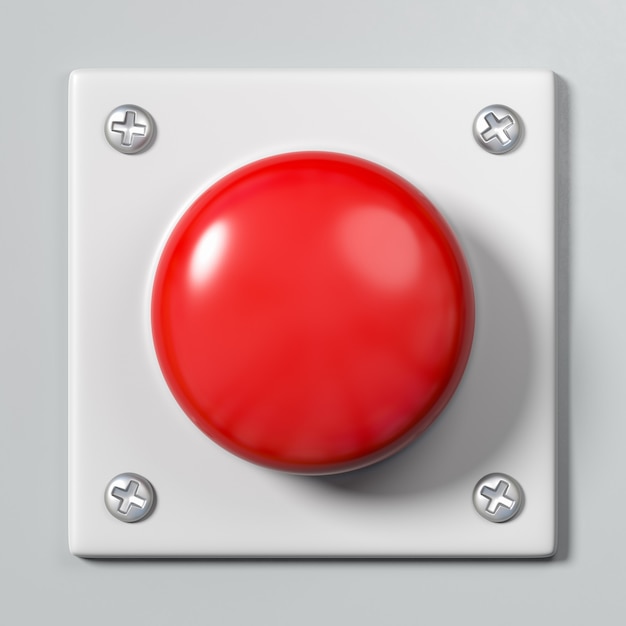 Photo red button on  gray background