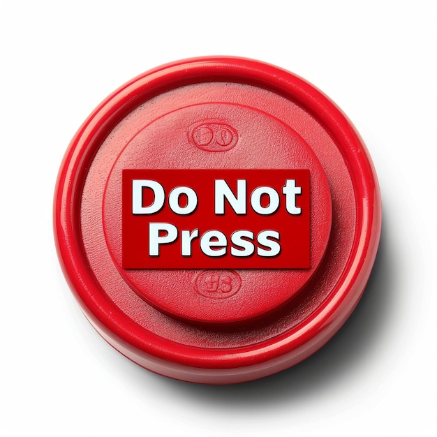 a red button with a do not press sign on it