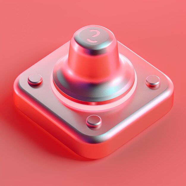 Photo a red button with a silver button that says  the top button