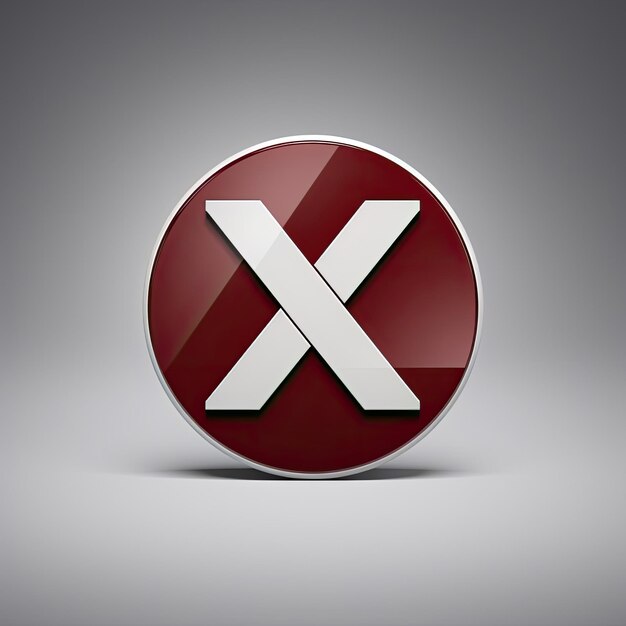 A red button with a white X symbol on it