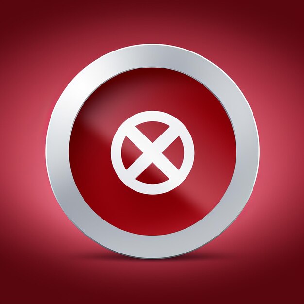 a red button with an x symbol on it