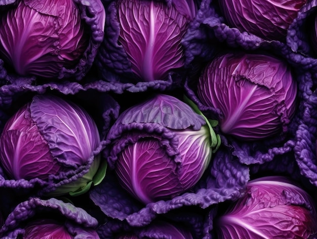 Red Cabbage background as seamless tile generative AI