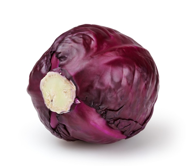 Red cabbage isolated on white background with clipping path