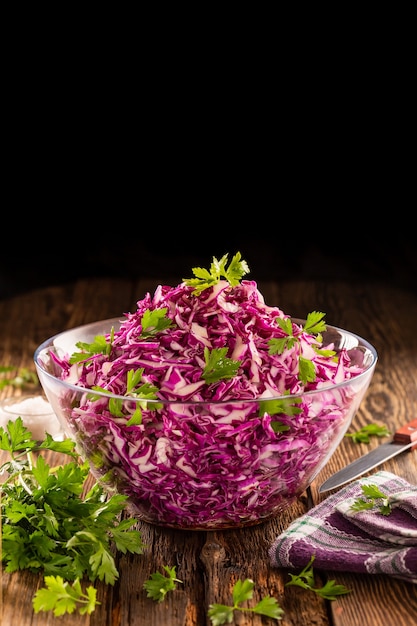 Red cabbage salad healthy food