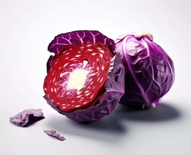 Red cabbage vegetable isolated on white background