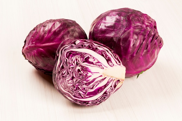 red cabbage on a white isolated. Fresh vegetable.