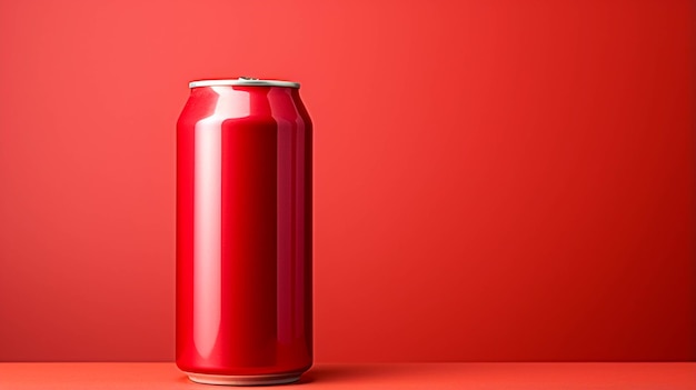 Photo a red can of soda on a red background