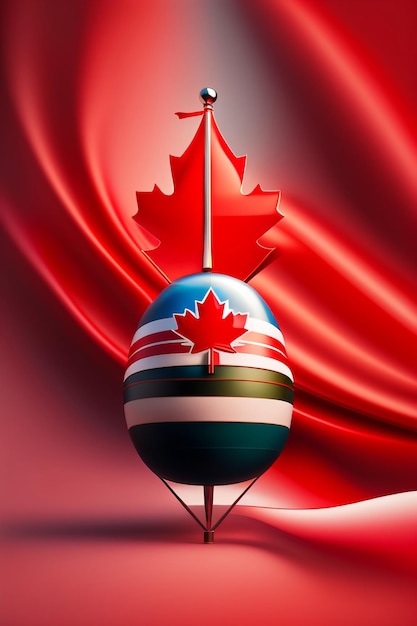 Photo a red canada flag with the ship design