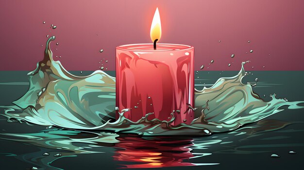 A red candle floating in water