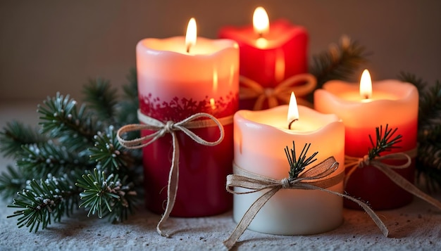 a red candle and a small candle are on a table