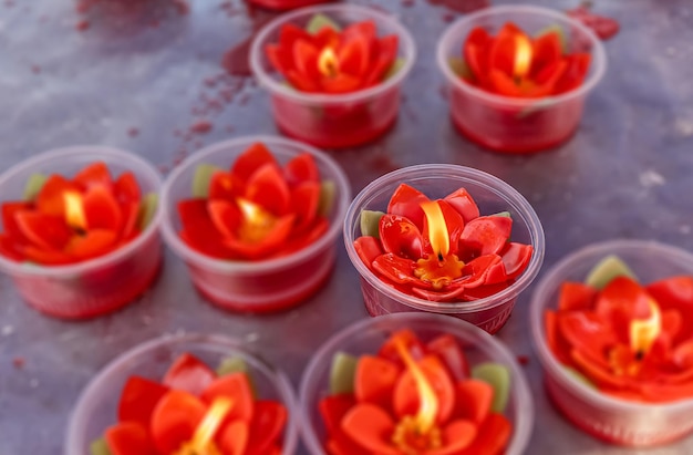 Red candle with blurred background