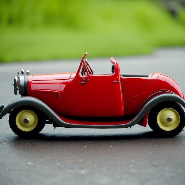 Photo red car made with ai vintage look toy car