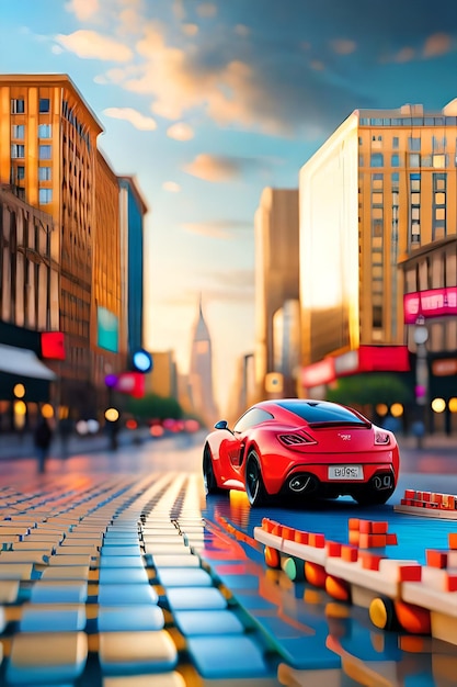 A red car with a license plate that says " corvette " on it.