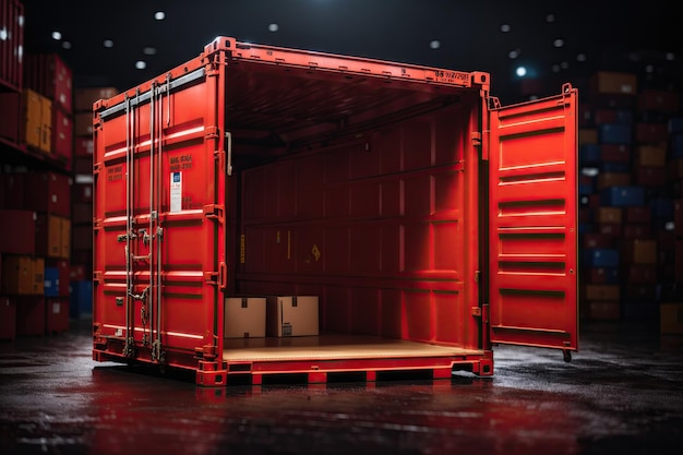 red cargo Container with open door