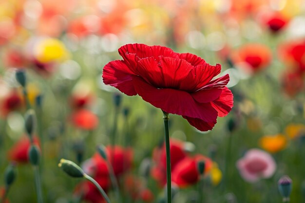 写真 畑の赤いネギの花