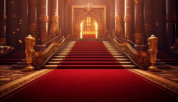 Red Carpet Bollywood Stage Maroon Steps Spot Light Achtergrond van de Golden Regal Awards