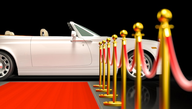 Red carpet and car