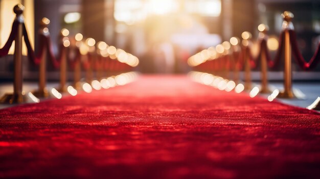 Red carpet entrance path with barriers festive award ceremony event