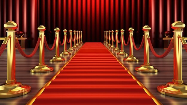 Red carpet and golden barrier digital art