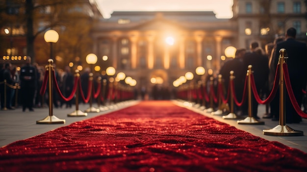 red carpet and golden barrier