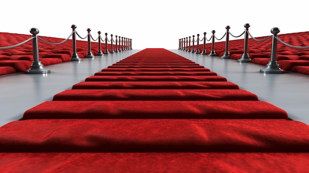 Red carpet isolated on white background3dillustration Generative Ai