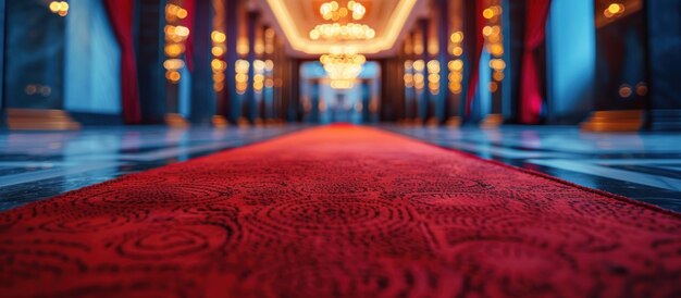 Photo red carpet laid in building