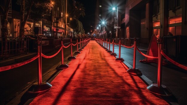 Photo red carpet at nightgenerative ai