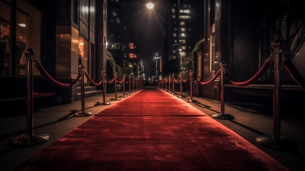 Premium Photo | Red carpet at nightgenerative ai