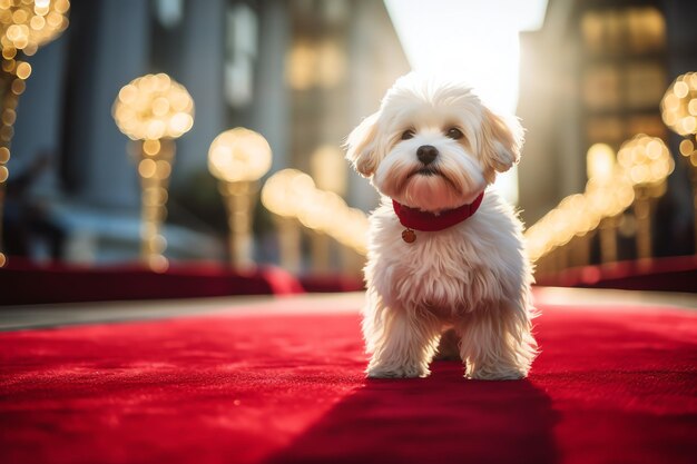 写真 愛犬とのレッドカーペット写真撮影 パパラッチの犬の世話ルーティン 贅沢な犬生活