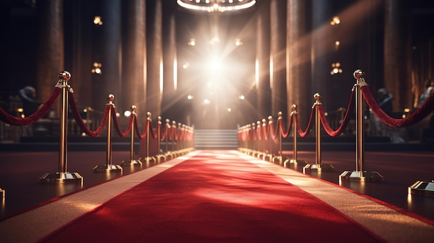 Красная ковровая дорожка на фоне премьеры гламурного фильма