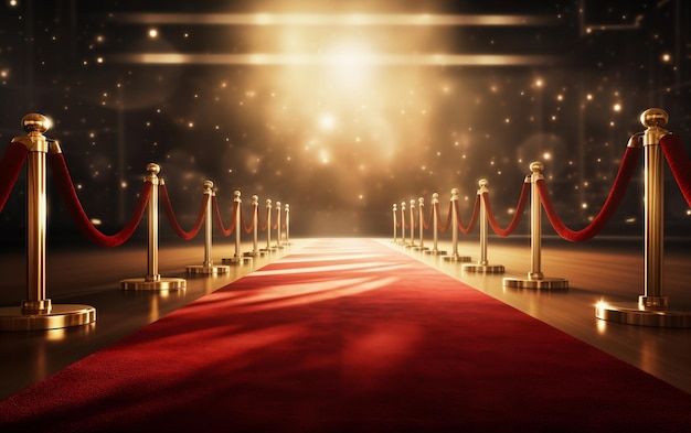 Red Carpet Rolling Out in Front of Glamorous Movie Premiere