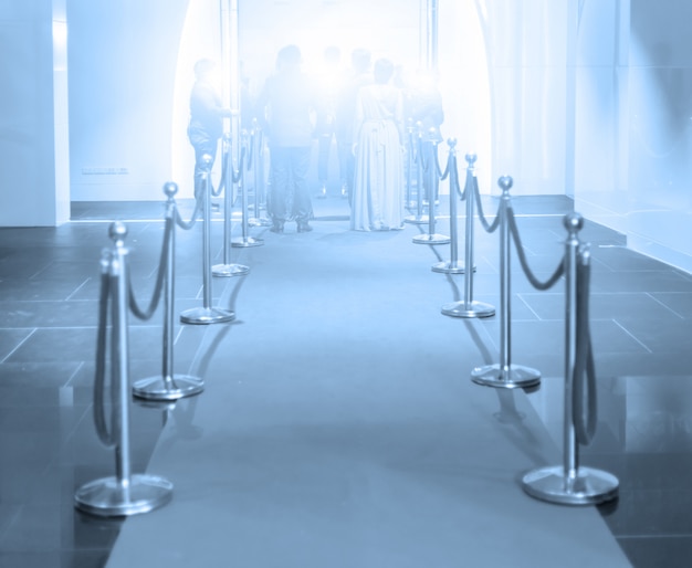 Red carpet between rope barriers in the success party