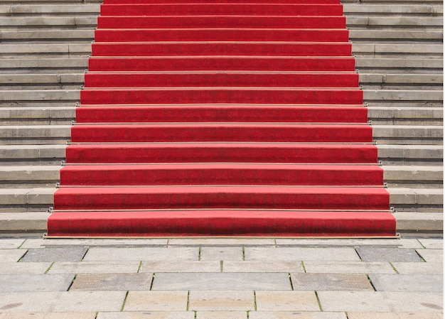 Red carpet on stairway