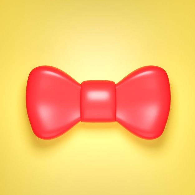 Red cartoon bow tie. Stylized 3d illustration