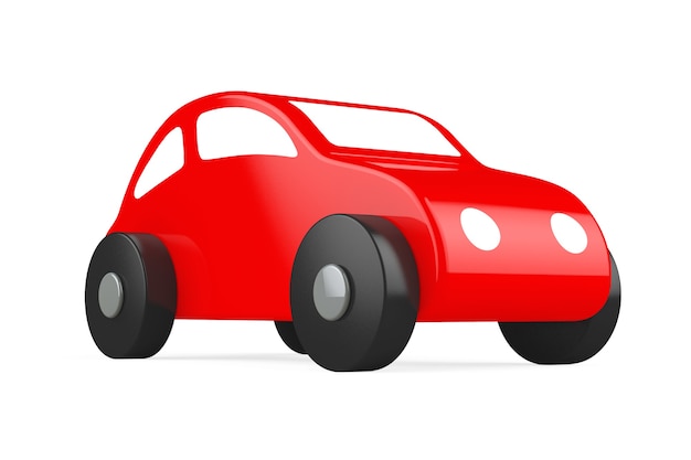 Red Cartoon Toy Car on a white background. 3d rendering