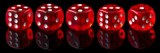 Photo red casino dice isolated over black reflective background