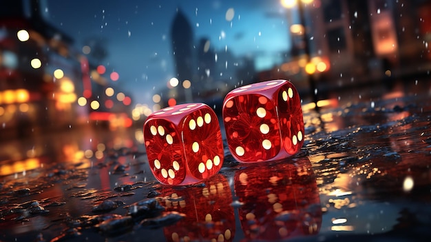 Red casino dice with clipping path highdefinition